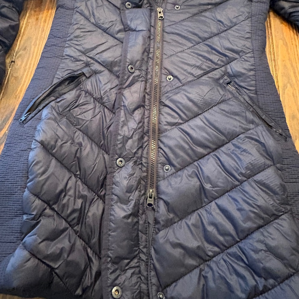 Abercrombie & Fitch Puffer Parka Coat Navy Blue S - Picture 4 of 10